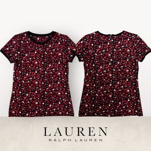 Lauren Ralph Lauren Women’s Floral Print Contrast Trim Jersey Top – Size M